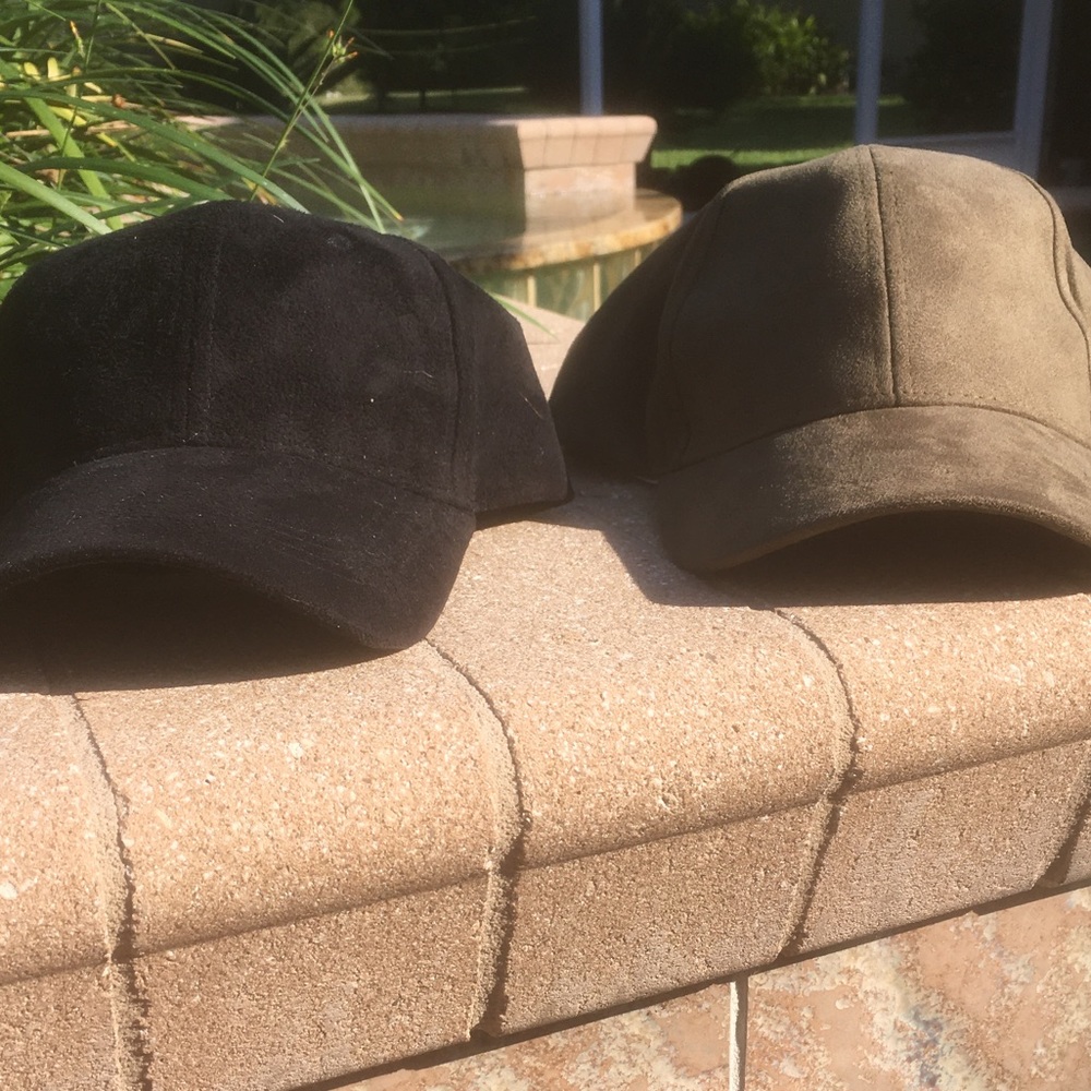 (2) Faux Suede Velcro Strapped Hats